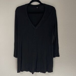 Riller & Fount Black Long Sleeve Knit V-Neck Top Women's Size 1